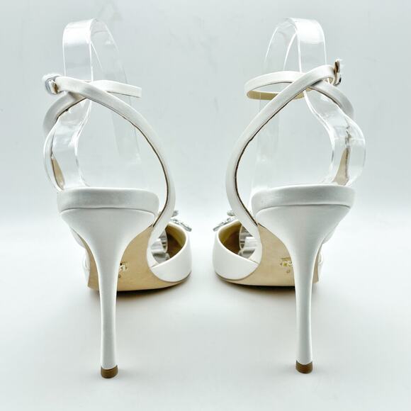 Badgley Mischka Womens Kalista Stiletto Heel US 8M EU 38.5 White Satin NIB - Picture 8 of 12